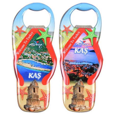 Kas Themed Slipper Shaped Metal Magnetic Bottle Opener 110x45 mm - 3