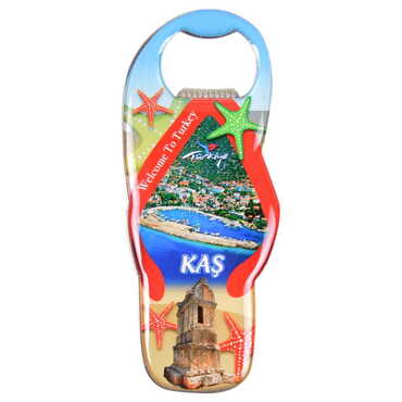 Kas Themed Slipper Shaped Metal Magnetic Bottle Opener 110x45 mm - 4