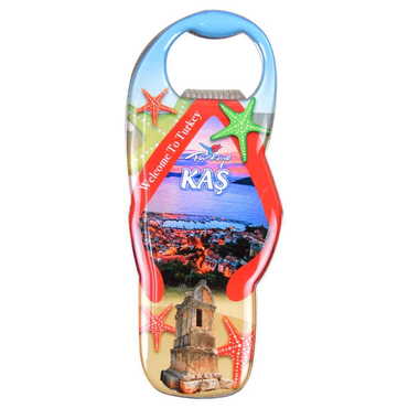 Kas Themed Slipper Shaped Metal Magnetic Bottle Opener 110x45 mm - 5