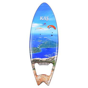 Kas Themed Surf Board Shaped Metal Magnetic Bottle Opener 128x45 mm - 4