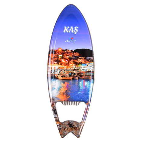 Kas Themed Surf Board Shaped Metal Magnetic Bottle Opener 128x45 mm - 5