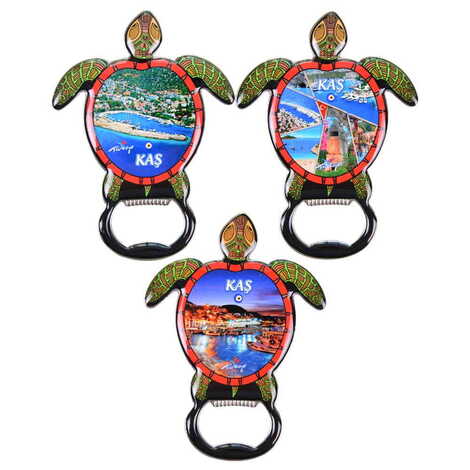 Kas Themed Turtle Shaped Metal Magnetic Bottle Opener 103x75 mm - 3