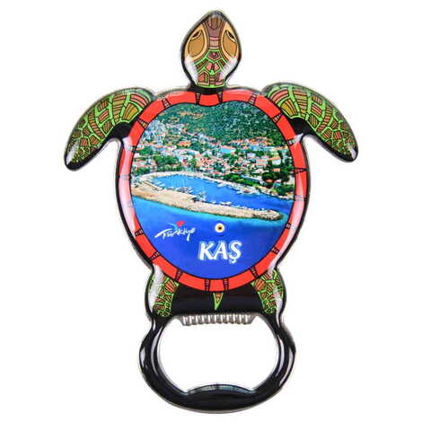 Kas Themed Turtle Shaped Metal Magnetic Bottle Opener 103x75 mm - 4