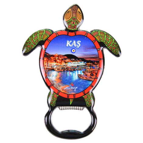 Kas Themed Turtle Shaped Metal Magnetic Bottle Opener 103x75 mm - 5