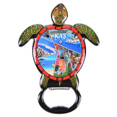 Kas Themed Turtle Shaped Metal Magnetic Bottle Opener 103x75 mm - 6