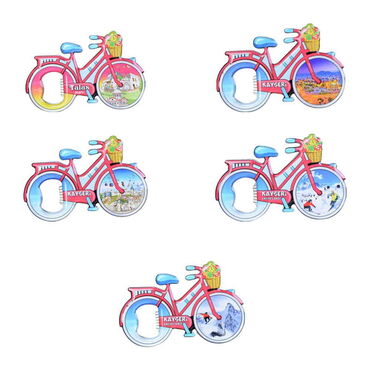 Kayseri Themed Bicycle Shaped Metal Magnetic Bottle Opener 100x65 mm - 2