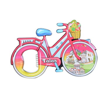 Kayseri Themed Bicycle Shaped Metal Magnetic Bottle Opener 100x65 mm - 5