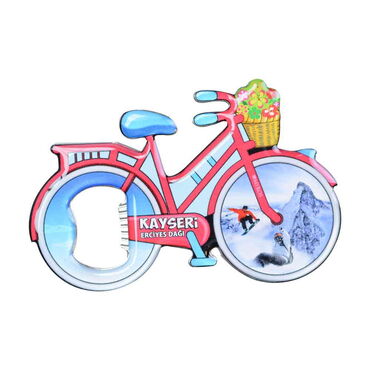 Kayseri Themed Bicycle Shaped Metal Magnetic Bottle Opener 100x65 mm - 7