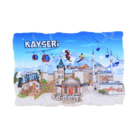 Kayseri Themed Customised UV Printed Plastic Base Mosaic Pattern Rectangle Fridge Magnet 80x50 mm - 3