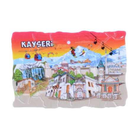 Kayseri Themed Customised UV Printed Plastic Base Mosaic Pattern Rectangle Fridge Magnet 80x50 mm - 4