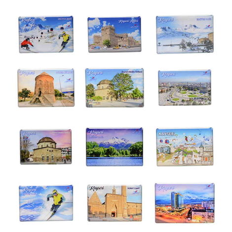 Kayseri Themed Epoxy Dome Rectangle Souvenir Fridge Magnet 80x55 cm - 2