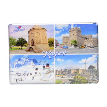 Kayseri Themed Epoxy Dome Rectangle Souvenir Fridge Magnet 80x55 cm - 29