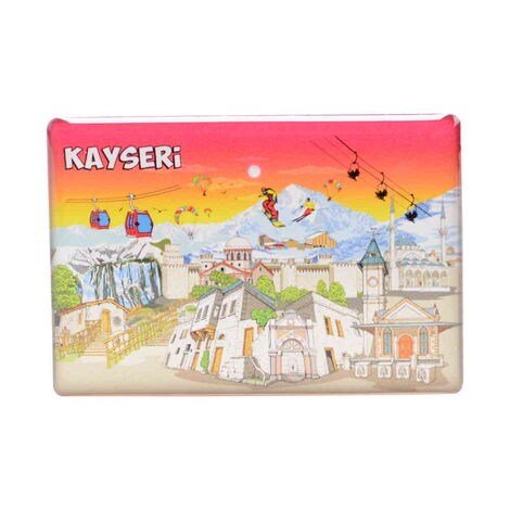 Kayseri Themed Epoxy Dome Rectangle Souvenir Fridge Magnet 80x55 cm - 32