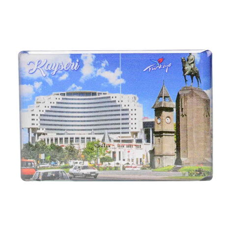 Kayseri Themed Epoxy Dome Rectangle Souvenir Fridge Magnet 80x55 cm - 38