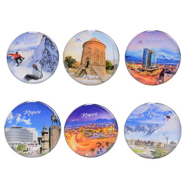 Kayseri Themed Epoxy Dome Round Souvenir Fridge Magnet 67 mm - 2