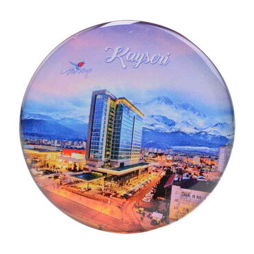 Kayseri Themed Epoxy Dome Round Souvenir Fridge Magnet 67 mm - 4