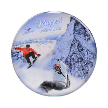 Kayseri Themed Epoxy Dome Round Souvenir Fridge Magnet 67 mm - 8