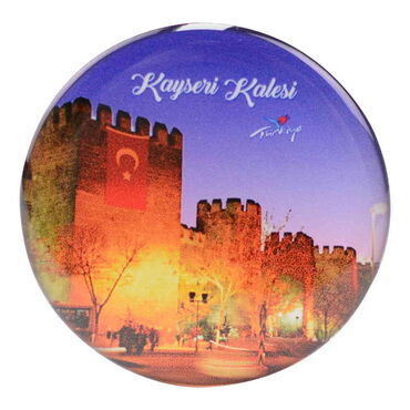 Kayseri Themed Epoxy Dome Round Souvenir Fridge Magnet 67 mm - 11