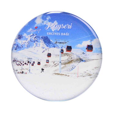 Kayseri Themed Epoxy Dome Round Souvenir Fridge Magnet 67 mm - 12