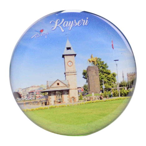 Kayseri Themed Epoxy Dome Round Souvenir Fridge Magnet 67 mm - 14