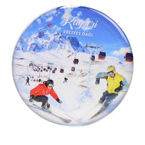 Kayseri Themed Epoxy Dome Round Souvenir Fridge Magnet 67 mm - 16