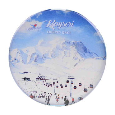 Kayseri Themed Epoxy Dome Round Souvenir Fridge Magnet 67 mm - 19