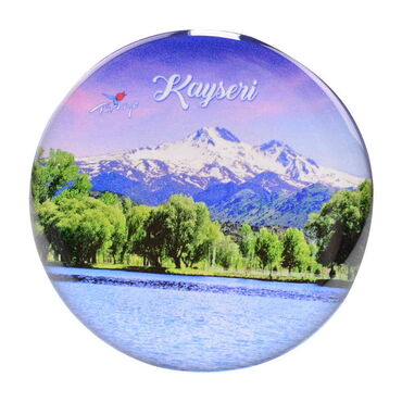 Kayseri Themed Epoxy Dome Round Souvenir Fridge Magnet 67 mm - 22