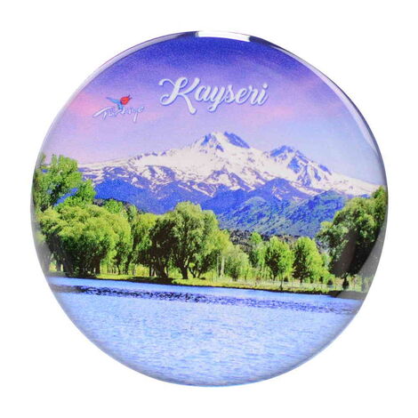 Kayseri Themed Epoxy Dome Round Souvenir Fridge Magnet 67 mm - 22