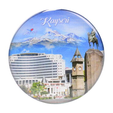 Kayseri Themed Epoxy Dome Round Souvenir Fridge Magnet 67 mm - 24