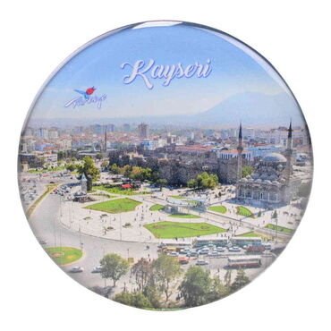 Kayseri Themed Epoxy Dome Round Souvenir Fridge Magnet 67 mm - 27