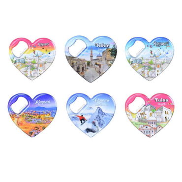 Kayseri Themed Heart Shaped Metal Magnetic Bottle Opener 85x76 mm - 2