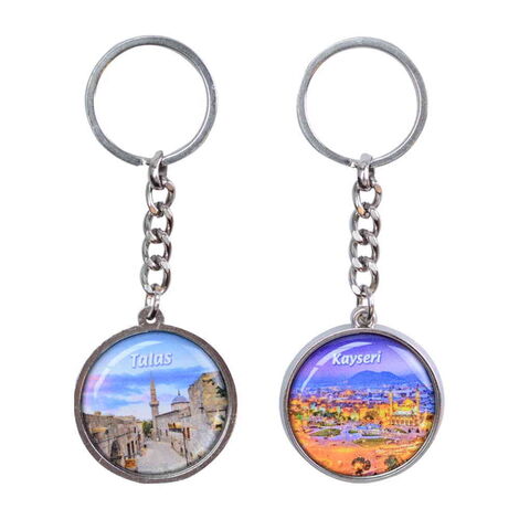 Kayseri Themed Metal Double Face Round Keychain 40x95 mm - 3