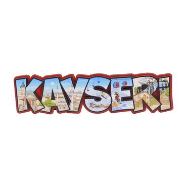 Kayseri Themed Wooden UV Printed City Name Letter Fridge Magnet - 3