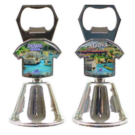 Kekova Themed Collectible Souvenir Double Face Metal Bell With Opener 44x94 mm - 2