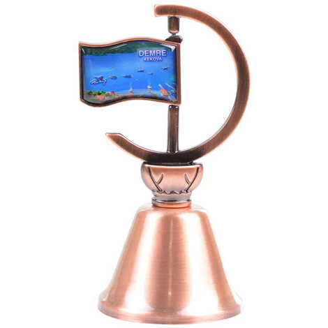 Kekova Themed Collectible Souvenir Double Face Metal Spinner Flag Bell - Bronze Color - 4