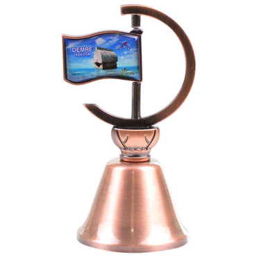 Kekova Themed Collectible Souvenir Double Face Metal Spinner Flag Bell - Bronze Color - 5