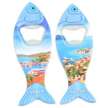 Kekova Themed Customised UV Printed Fish Shape Printed Plastic Base Bottle Opener 42x130 mm - 3