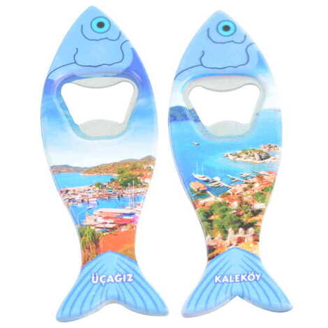 Kekova Themed Customised UV Printed Fish Shape Printed Plastic Base Bottle Opener 42x130 mm - 3