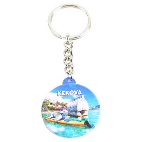 Kekova Themed Customised UV Printed Plastic Base Square Keyring 38x100 mm - 4