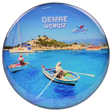 Kekova Themed Epoxy Dome Round Souvenir Fridge Magnet 67 mm - 3