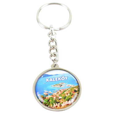 Kekova Themed Metal Double Face Round Keychain 40x95 mm - 4