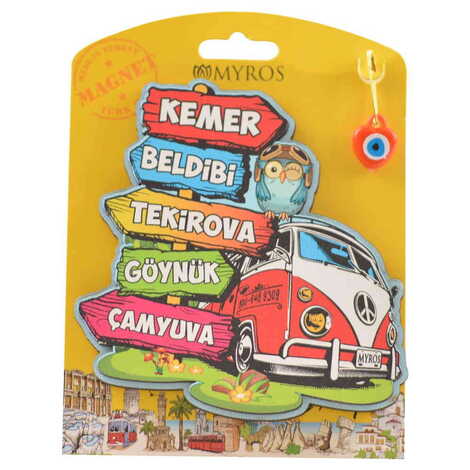 Kemer Region Themed Wooden UV Printed Custom Backing Carded Fridge Magnet - 4