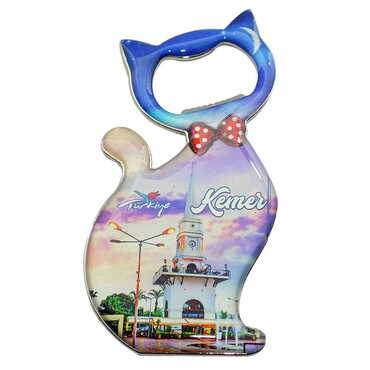 Toptan Kemer Temalı Myros Metal Kedi Açacak Magnet 97x48 mm - 4