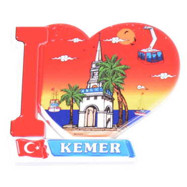 Toptan Kemer Temalı Uv Baskılı Kalp Şekilli Magnet 86x62 mm - 6