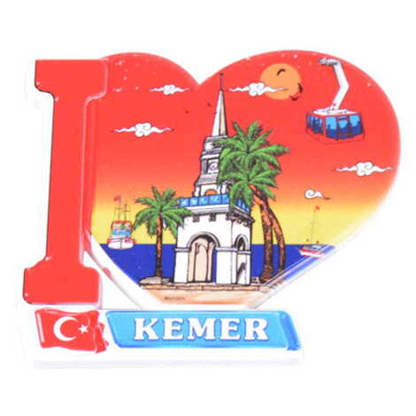 Toptan Kemer Temalı Uv Baskılı Kalp Şekilli Magnet 86x62 mm - 6