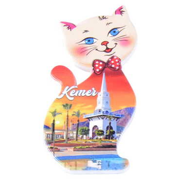 Toptan Kemer Temalı Uv Baskılı Kedi Şekilli Magnet 43x87 mm - 4