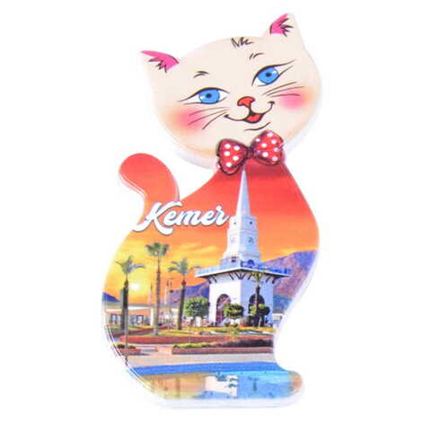 Toptan Kemer Temalı Uv Baskılı Kedi Şekilli Magnet 43x87 mm - 4