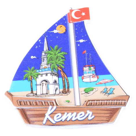 Toptan Kemer Temalı Uv Baskılı Yelken Şekilli Magnet 77x80 mm - 6