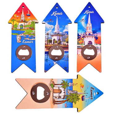 Kemer Themed Arrow Shaped Printed MDF Wooden Bottle Opener 193x82 mm - 2