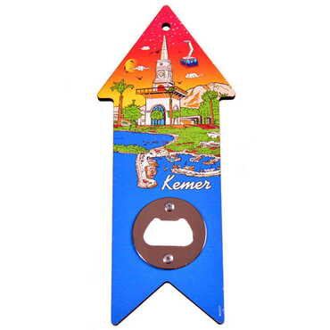 Kemer Themed Arrow Shaped Printed MDF Wooden Bottle Opener 193x82 mm - 3